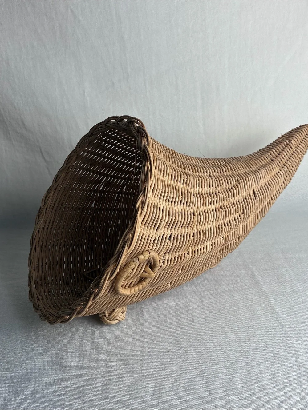 Vintage Wicker Cornucopia Basket Fall Thanksgiving Centerpiece